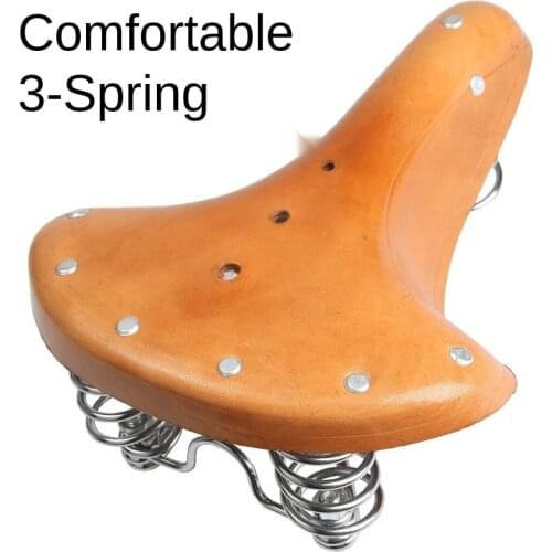 Bicycle Saddle Retro Leather Road Bike Seat Mountain Bike Comfortable Riding Old Spring Seat cushion selle ciclismo
