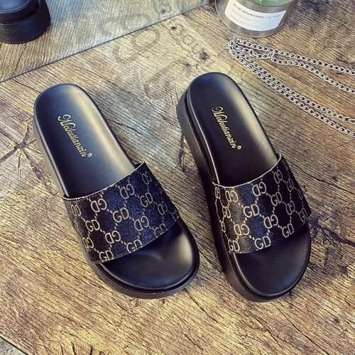 Thick Bottom Slippers Women Platform Sandals ZAR Shoes 2021 Luxury Summer Fashion Letter Woman Beach Slippers Chaussure Femme