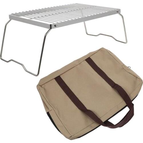 Foldable Campfire Grill Stainless Steel BBQ Grill Outdoor Camping Barbecue Rack