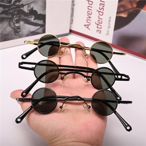 Vazrobe Small Round Glass Sunglasses Male Women Vintage Sun Glasses for Men Crystal Stone Lens Anti Scratch Retro Steampunk 2018