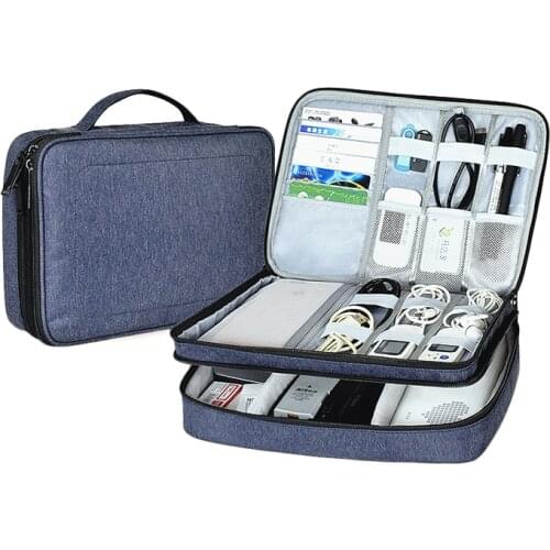 Travel Electronic Accessories Cable Organizer Bag Portable Case SD Cards Flash Drives Wires Earphones Double Layer Storage Box