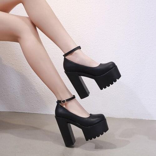 2021 new spring autumn casual high-heeled shoes sexy ruslana korshunova thick heels platform pumps Black White With high 14CM