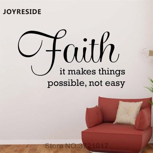JOYRESIDE Faith Wall Quote Decals It Makes Things Possible Vinyl Sticker Kids Room Bedroom Living room Home Designs Mural A1456