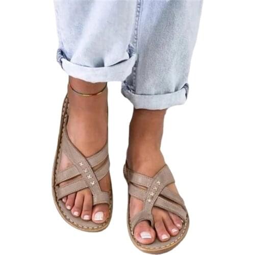 Hot Sale Roman Women Slippers Comfy Fashion Large Size Cross Solid Color Wedge Heel Women Shoes Open Toe Woman Sandals