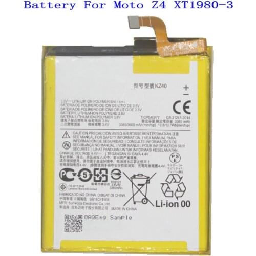 1x 3600mAh / 13.7Wh KZ40 Replacement Battery For Motorola Moto Z4 XT1980-3 Batteries