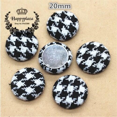 20pcs 18mm/20mm Swallow Gird Fabric Covered Round Buttons Home Garden Flatback Cabochon Crafts Scrapbooking DIY