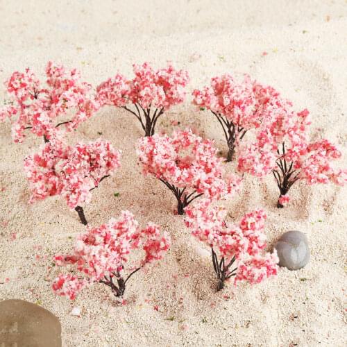 20Pcs 6.5cm Blossom Cherry Model Trees Scenery Landscape Railroad Layout Mini Garden Scenery HO OO Scale Artificial Decoration