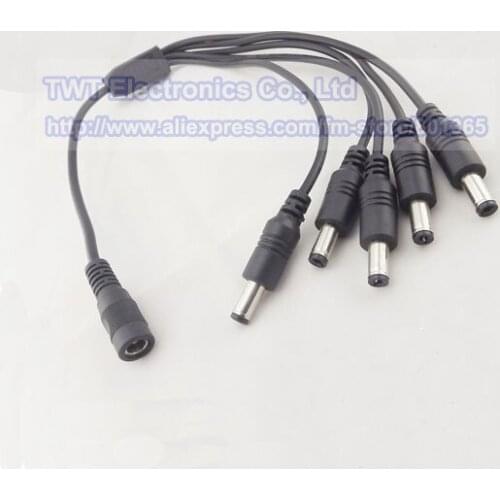 5 Channel Power Cable Splitter For Secuirty System Camera DC 1 Female to 5 Male for CCTV Camera ,3pcs Free Shipping