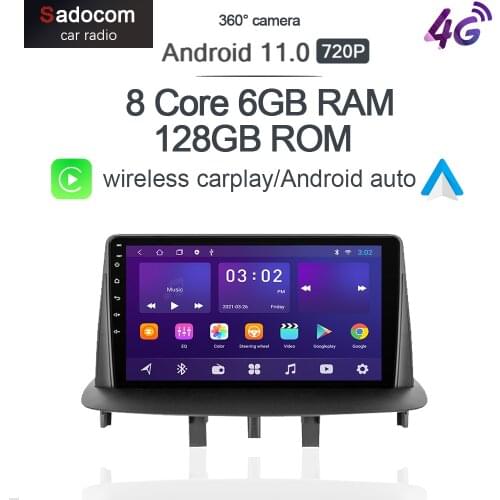 4G 2Din 6G+128G Android 10 Car DVD Player For Renault Megane 3 Fluence 2008-2014 360 Camera Carplay GPS Wifi RDS Radio Audio