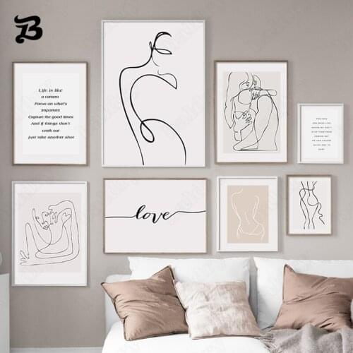 Abstract Minimalist Figure Painting Line Characters Canvas Painting Nordic Poster and Print Wall Pictures for Living Room Decor