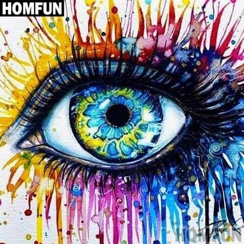 HOMFUN Full Square/Round Drill 5D DIY Diamond Painting "Colored eye" Embroidery Cross Stitch 5D Home Decor Gift A03749