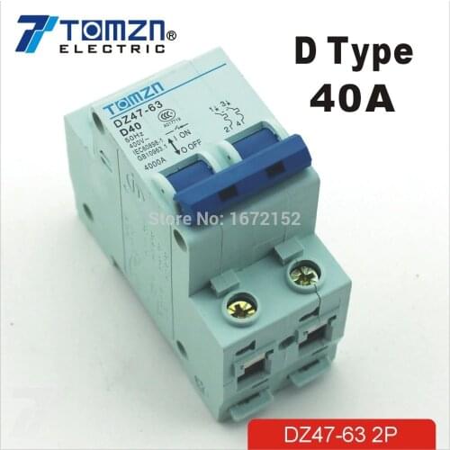 2P 40A D type 240V/415V 50HZ/60HZ Circuit breaker MCB safety breaker