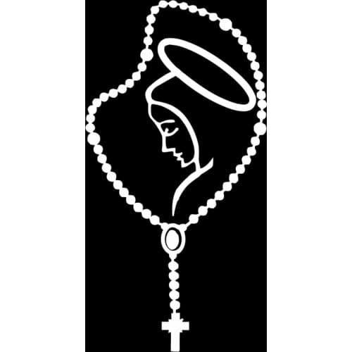 Car Stickers Decor Motorcycle Decals Rosary Virgin Mary Fatima Decorative Accessories Creative Sunscreen Waterproof PVC,14cm*8cm