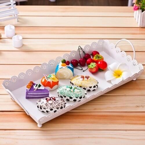 White Iron Metal Cake Tray Wedding Cupcake Plates Birthday Party Cake Decoration Tools Baking Dinnerware Coffee Shop Tool