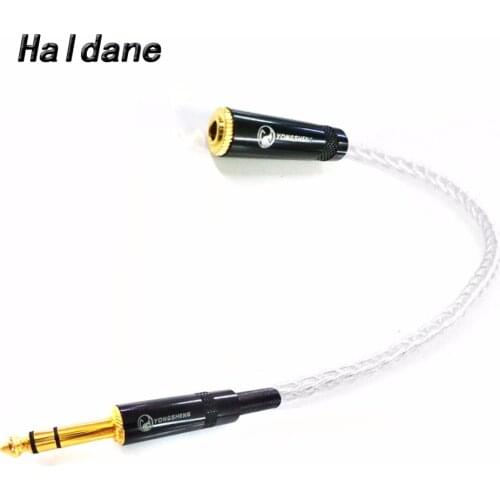 Free Shipping Haldane 6.35mm 1/4" Male to 3.5mm Female 7N OCC Silver plated Audio Cable Cord Mic Audio Cable Cord