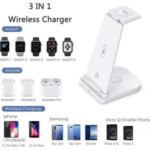 3 in1 Qi Wireless Charger Detachable 10W Fast Charging Station for iPhone Samsung Earphone Smartwatch Mobile Phone Accessories