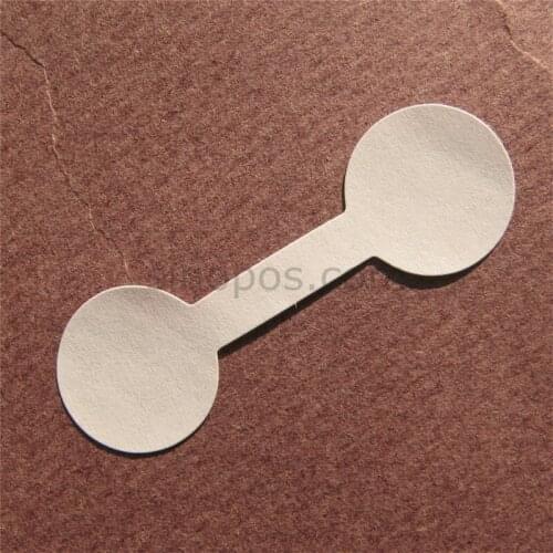 White Gummed Ring Price Tag 1-3/4", blank adhesive sticker barbell jewelry tags gift accessories hangtag necklace dumbbell label
