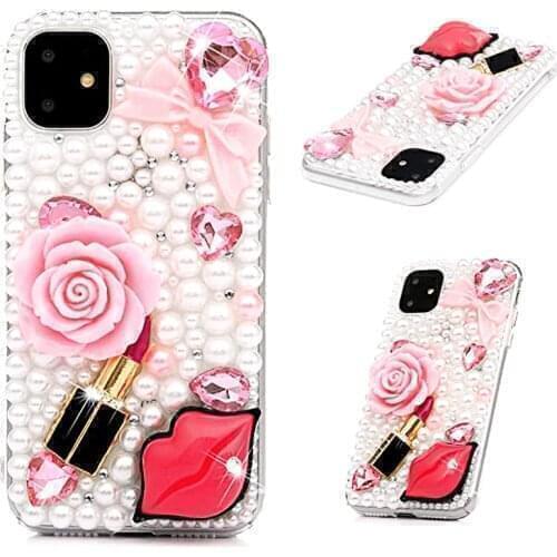 Flowers Stand Holder Phone Case For iPhone 12 Mini 11 12Pro Max XR XS Max X 7 8 Plus 11Pro SE 2020 Glitter Diamond Back Cover