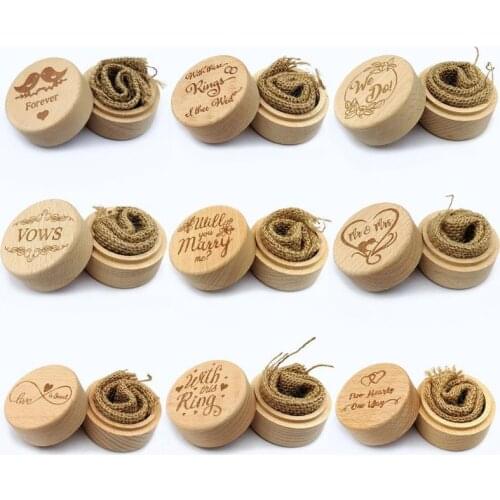 Wood Wedding Ring Box Case Rustic Proposal Ring Holder Box Valentines Gifts for Girl Friend Party Supplies
