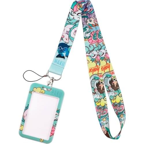 DZ1716 Anime Dragon Lanyard Credit Card ID Badge Holder Key Ring Bag Student woman Travel Bank Bus Business Card Cover Keychain