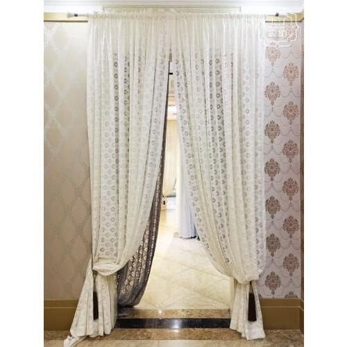 Customized Simple Modern American French Curtains Villa Clubdining Room Partition Display Screen Curtain for Living Room