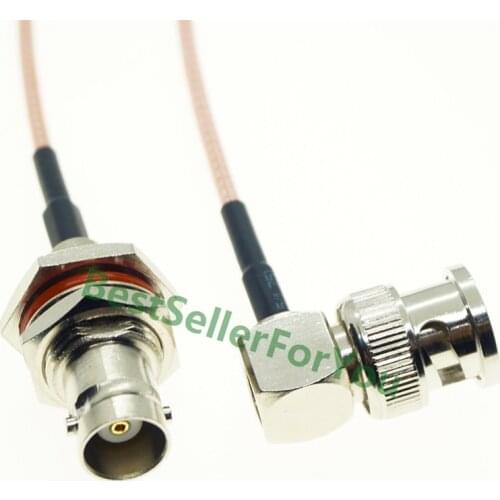 RG316 Cable BNC Male Q9 Right Angle To BNC Female Bulkhead RF Pigtail Cable