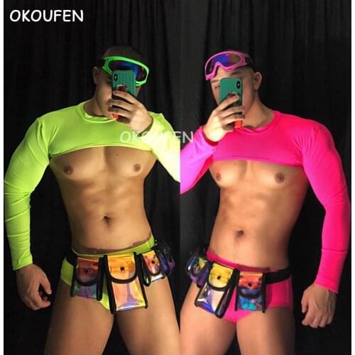 Fashion male and female fluorescent trend brand suit costumes Bar party performance clothes ds stage wear