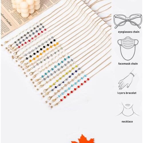 Colorful Crystal Beaded Glasses Chains For Women Men Face Mask Chain Holder Anti-Drop Sunglasses Chain Lanyard Eyewear Jewelry