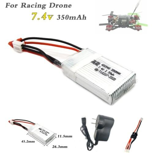 Lipo 2s 350mAh 7.4v Battery for KINGKONG 90GT X401H MJX X402 Mini FPV Drone Quadcopter Helicopters with 7.4v Lipo Charger Sets