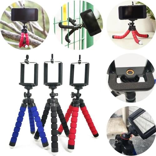 Mini Tripod Multifunctional Flexible Tripod Portable Sponge Tripod with Phone Clip for Selfie Mobile Phones Lightweight Camera