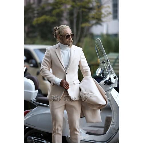 Mens new monochrome single-breasted slim version of the Korean fashion wool suit suit suit with fashion autumn winter thick coa