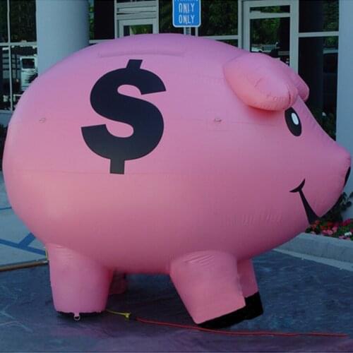 Custom 2.5m L pink/red/green/ inflatable pig,pop up boar ,inflatable piggy bank with logos for promotion or bank advertising