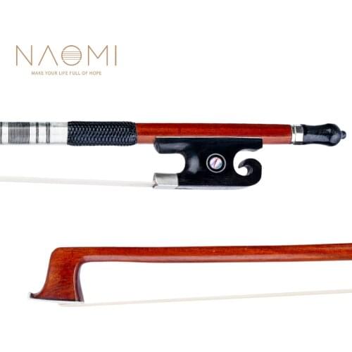 NAOMI Master Pernambuco Bow 4/4 Violin/Fiddle Bow Black Ox Horn Frog W/ Paris Eye Inlay Lizard Skin Grip Well Balance Bow