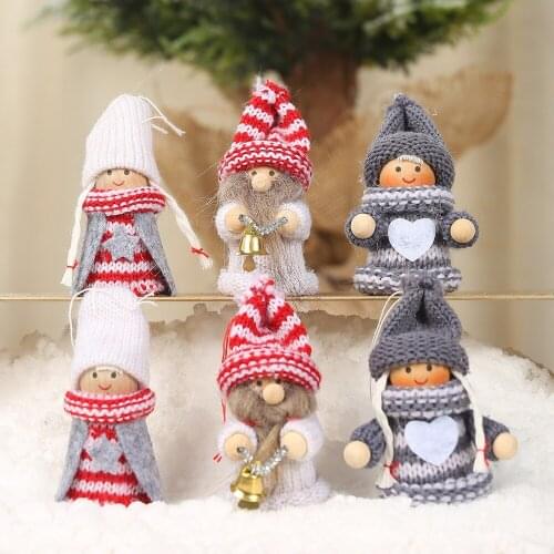 A Pair Knitting Puppet Creative Cute Xmas Doll Christmas Tree Ornaments Pendant Decorations for Home 2020 New Year Party Navidad