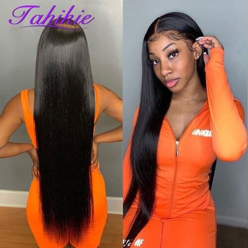 Tahikie 13x4/13x6 Lace Frontal Wig Straight Lace Front Wig Transparent 4x4 Closure Wig Peruvian Remy Wigs For Women Human Hair