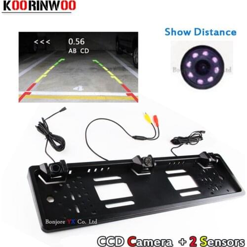 Koorinwoo Parking Parktronic EU European Car License Plate Frame camera HD Car Rear View Camera Two Car parking Sensor Radars