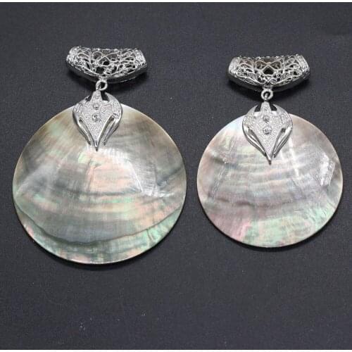 1PC Ethnic Boho Seashell Pendant Natural Black Mother of Pearl Shell Charms for Jewelry Making DIY Necklace Accessories Gift
