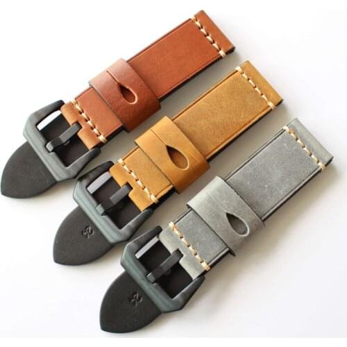 Grey Brown Watch Bands 20mm 22mm 23mm 24mm 26mm Vintage Leather Watch Strap Watch Accessories Watchband For Panerai Breitling