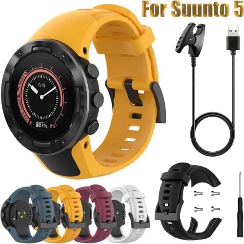 BEHUA Silicone Watchstrap For Suunto 5 SmartWatch Wristband Sport Replacement Bracelet For SUUNTO Watchband Accessories charger