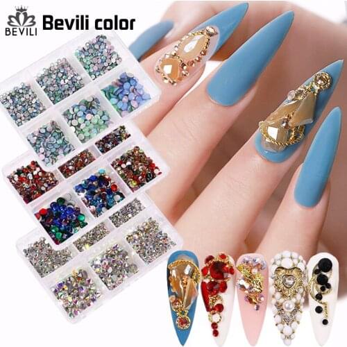 Mixed Colorful Crystal AB Glass Rhinestones DIY Dipping Powder for Acrylic Nails Tools 3D Glitter Nail Art Decorations