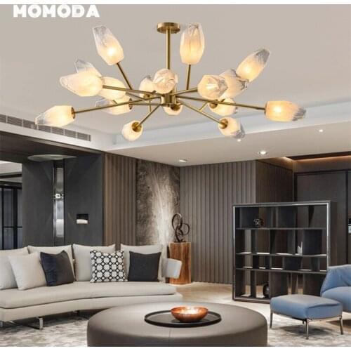 Modern LED Chandeliers Lighting Luxury Glass Brass Flower Indoor Lights Kitchen Bedroom Living Room Dining Room Lamp Lustre
