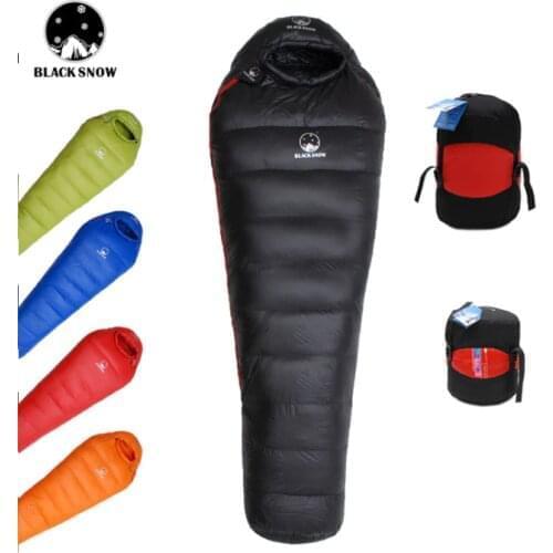 Cold resistant outdoor camping adult mummy ultralight soft white goose down splicing double sleeping bag nature hike lazy bag