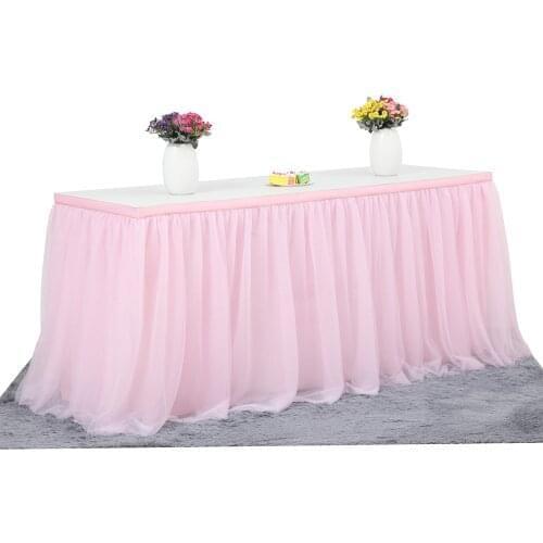Tulle Tablecloth for birthday Party wedding Dinner Tableware Decoration 3 Tiers Table Skirt Home Textile