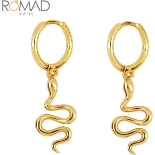 ROMAD Women Animal Shape Gold Earrings 925 Sterling Silver Snake Pendant Hoops Earrings Fine Jewelry Pendientes Plata 925