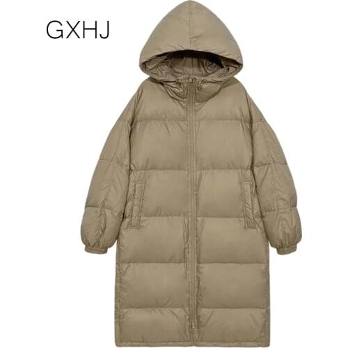 Female Winter Long down jacket Womens hooder fashion high-quality Cold protection loose down Coat Bread clothing LHJ306