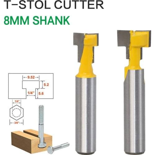 1pc 8mm Shank High Quality T-Slot Cutter Router Bit for 1/4" Hex Bot
