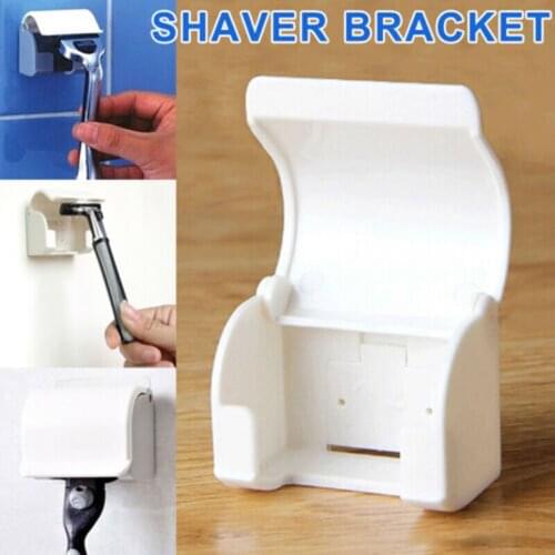 1 Pc White Punch Free Mens Razor Shaving Hanger Rack Storage Wall Mounted Bathroom Supplies Organization Accessories