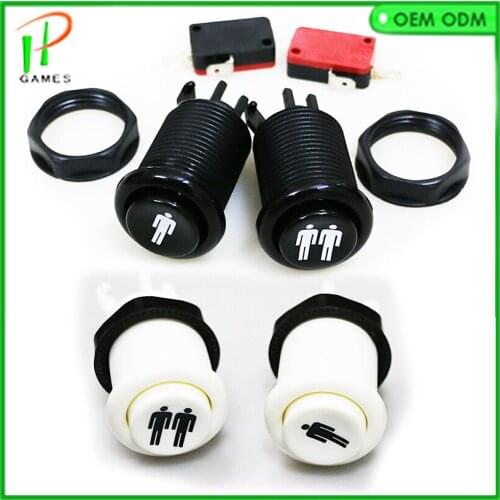 10pcs American Round button black 1 player & 2 player push button game accessories for amusement machine/arcade machine