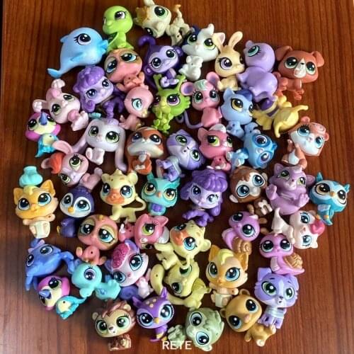 Random 10PCS/Lot Littlest Pet Animals Shop Toys Mini Puppy Kitty Bunny Owl 1.5inch Different Figures Kids Toy Collectibles
