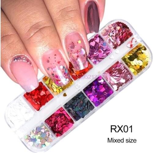 200sets 12 Grid/Set Holographic Nail Glitter Sequins Sparkly 3D Thin Butterfly Flakes Decor for Nail Art Accessories hot